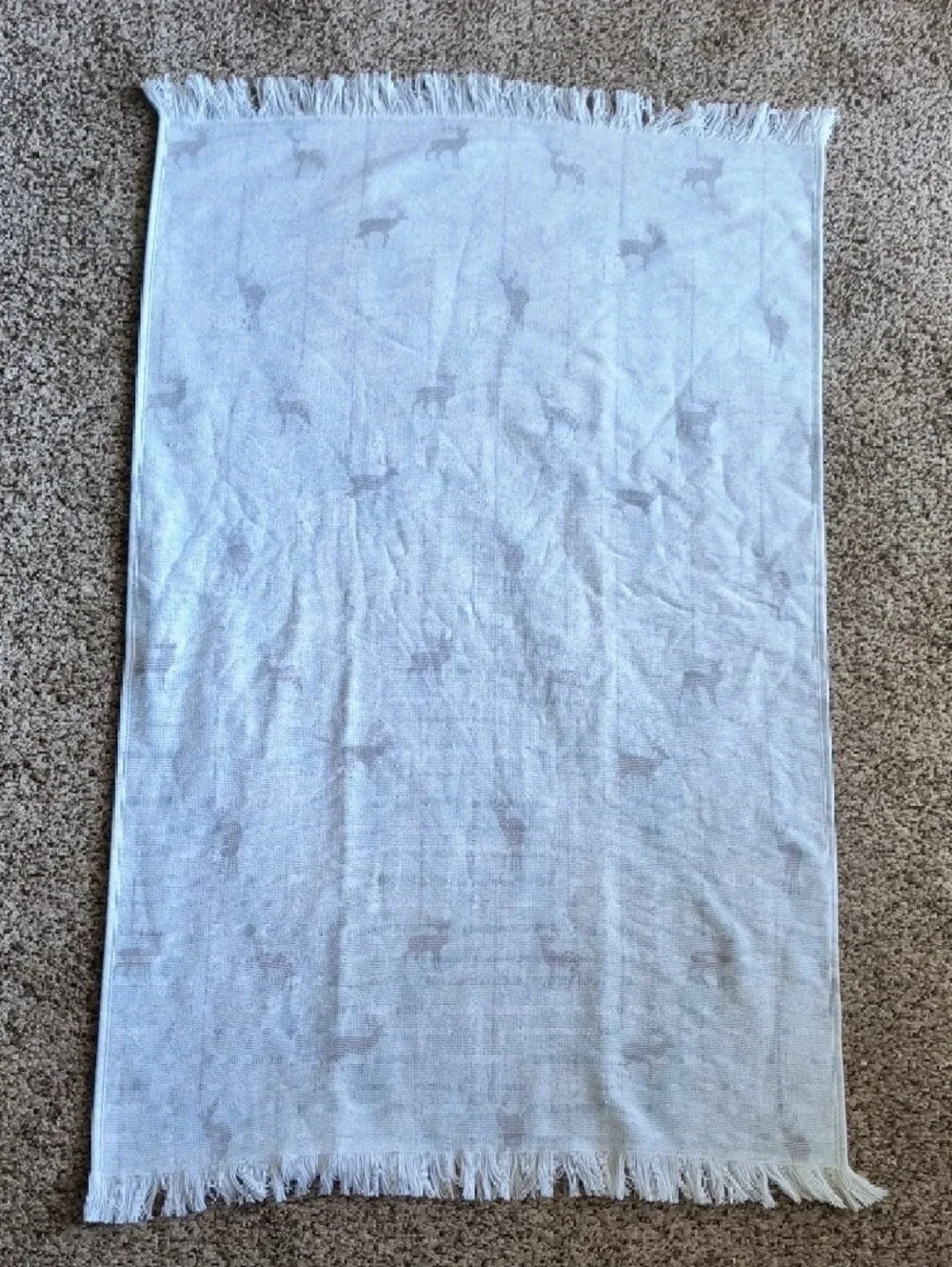 Ladinne Ivory Cotton Towel with Red Logo Tag